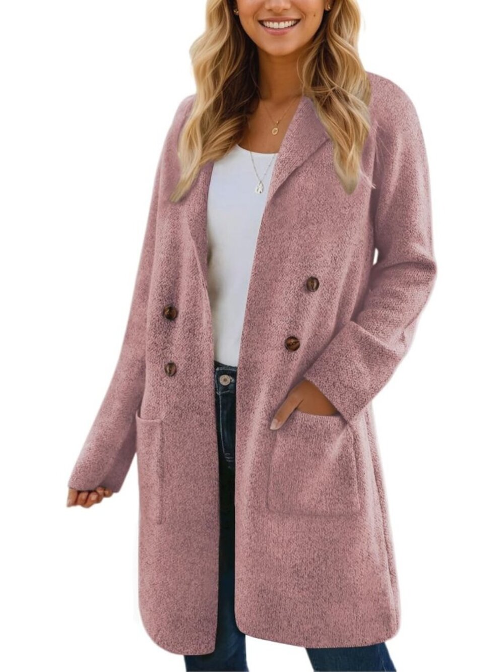 Cozy Women's Fall Long Knit Cardigan Sweater Open Front Blazer Coatigan